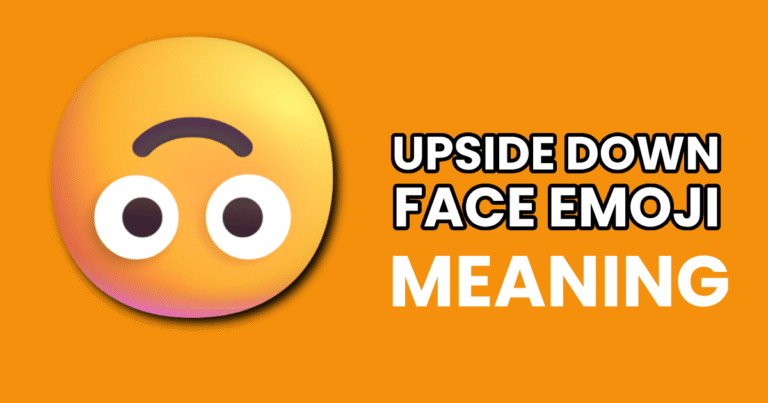 Upside-down face emoji on orange background representing sarcasm and irony